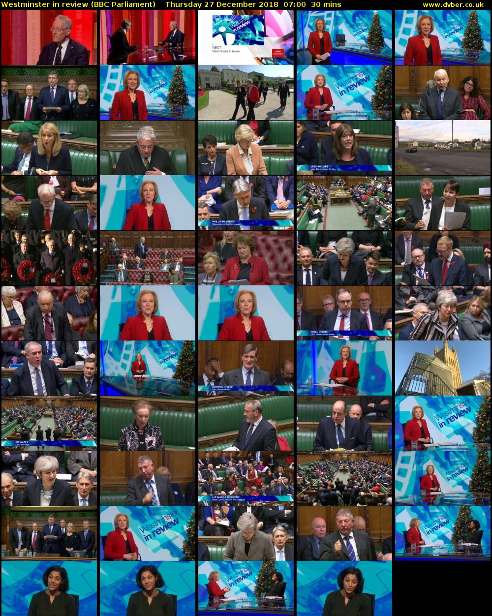 Westminster in review (BBC Parliament) Thursday 27 December 2018 07:00 - 07:30