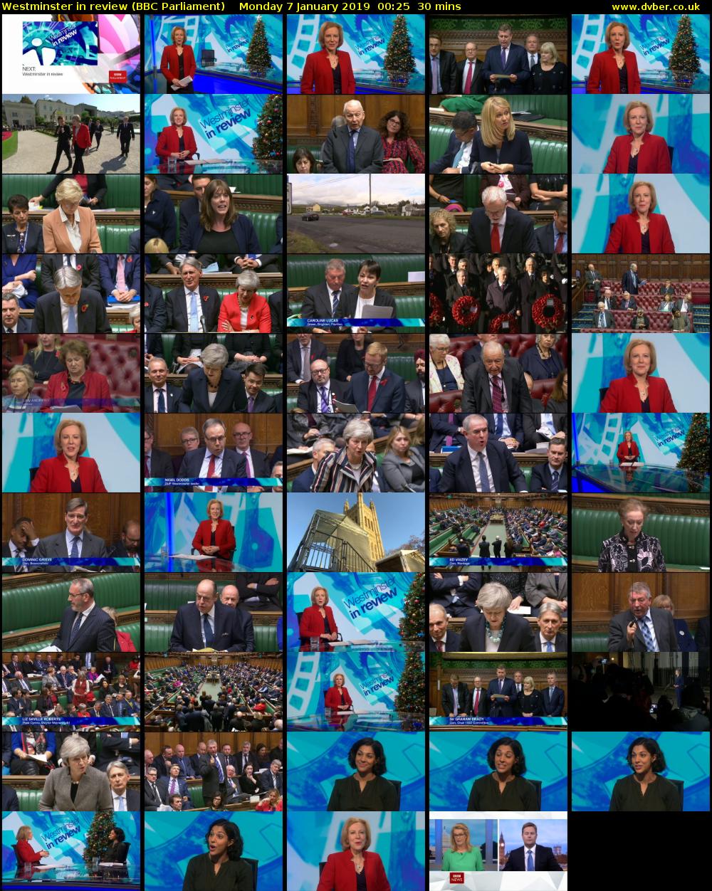 Westminster in review (BBC Parliament) Monday 7 January 2019 00:25 - 00:55