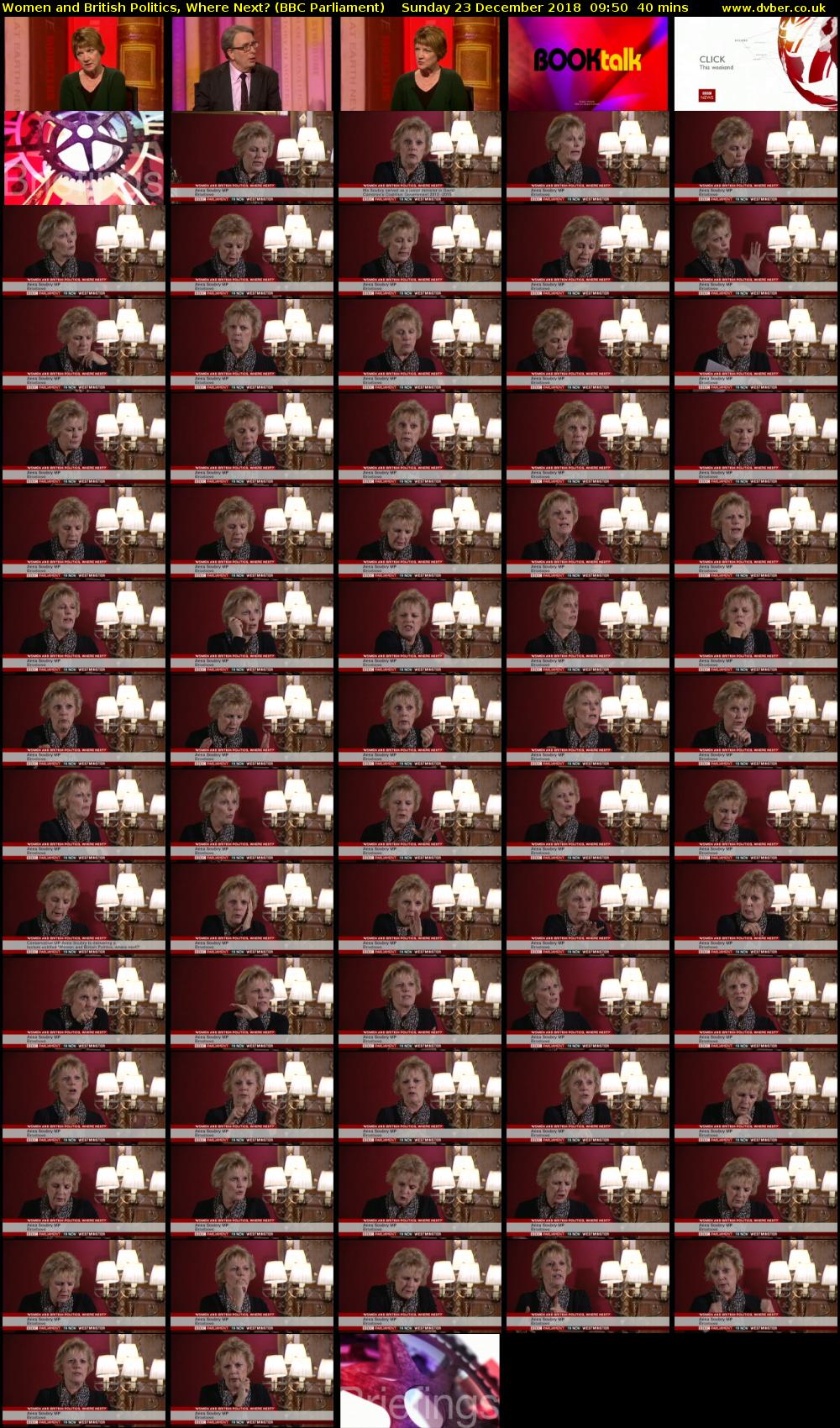 Women and British Politics, Where Next? (BBC Parliament) Sunday 23 December 2018 09:50 - 10:30