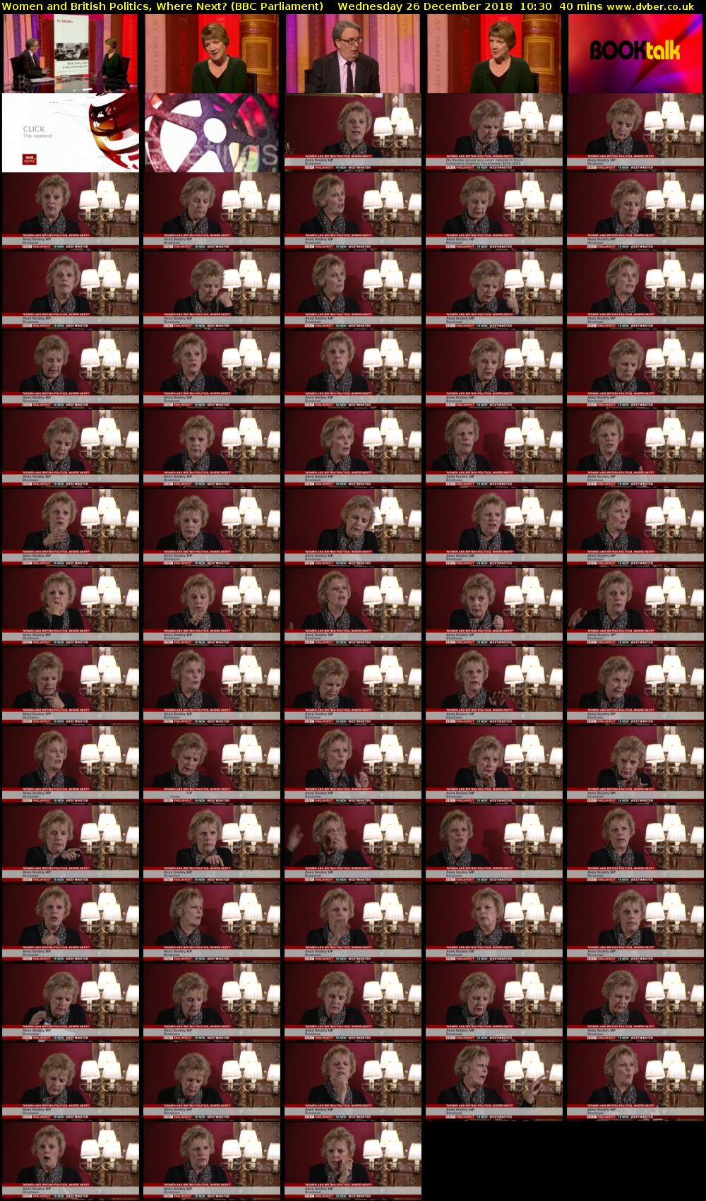 Women and British Politics, Where Next? (BBC Parliament) Wednesday 26 December 2018 10:30 - 11:10