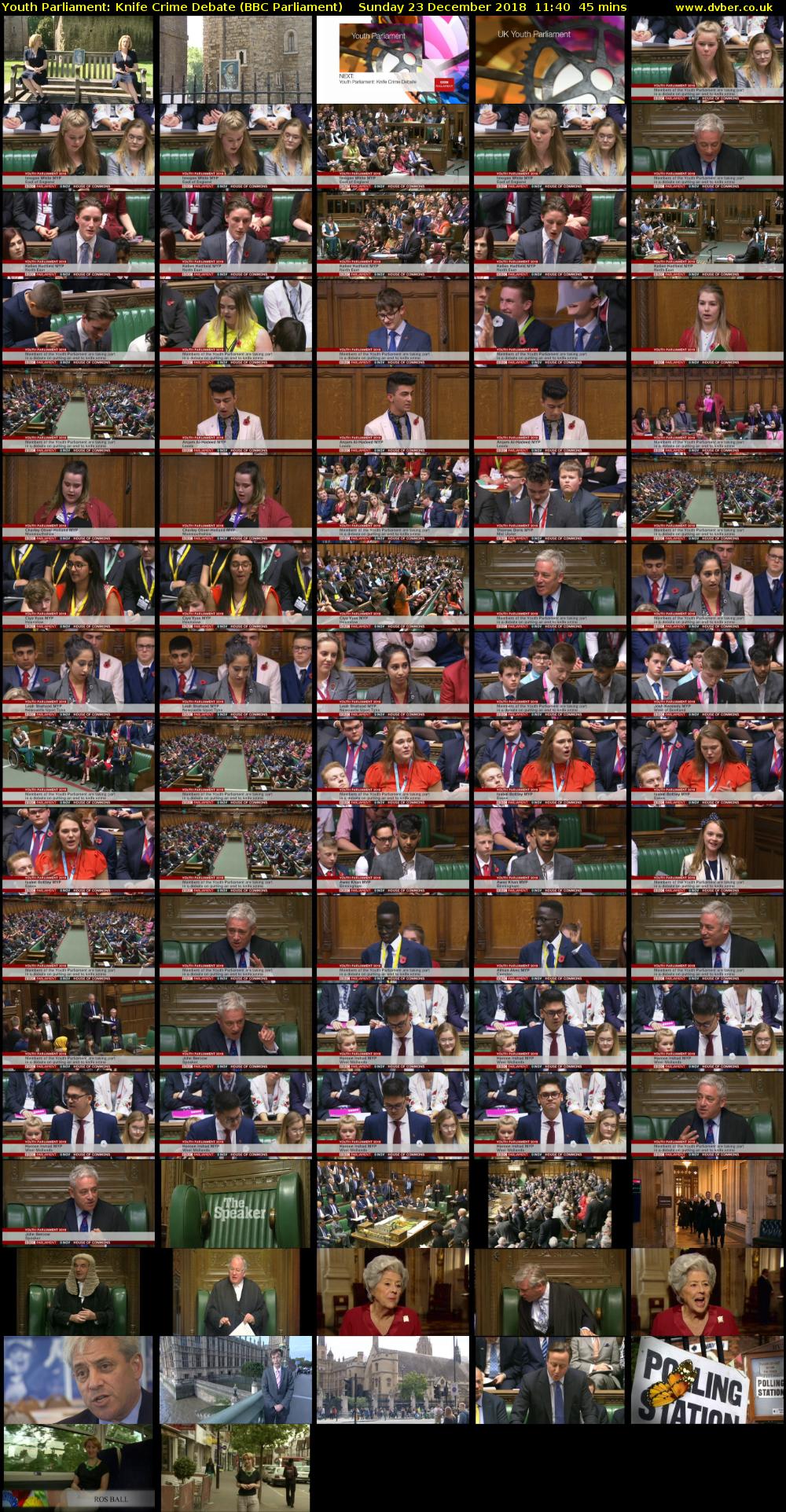 Youth Parliament: Knife Crime Debate (BBC Parliament) Sunday 23 December 2018 11:40 - 12:25