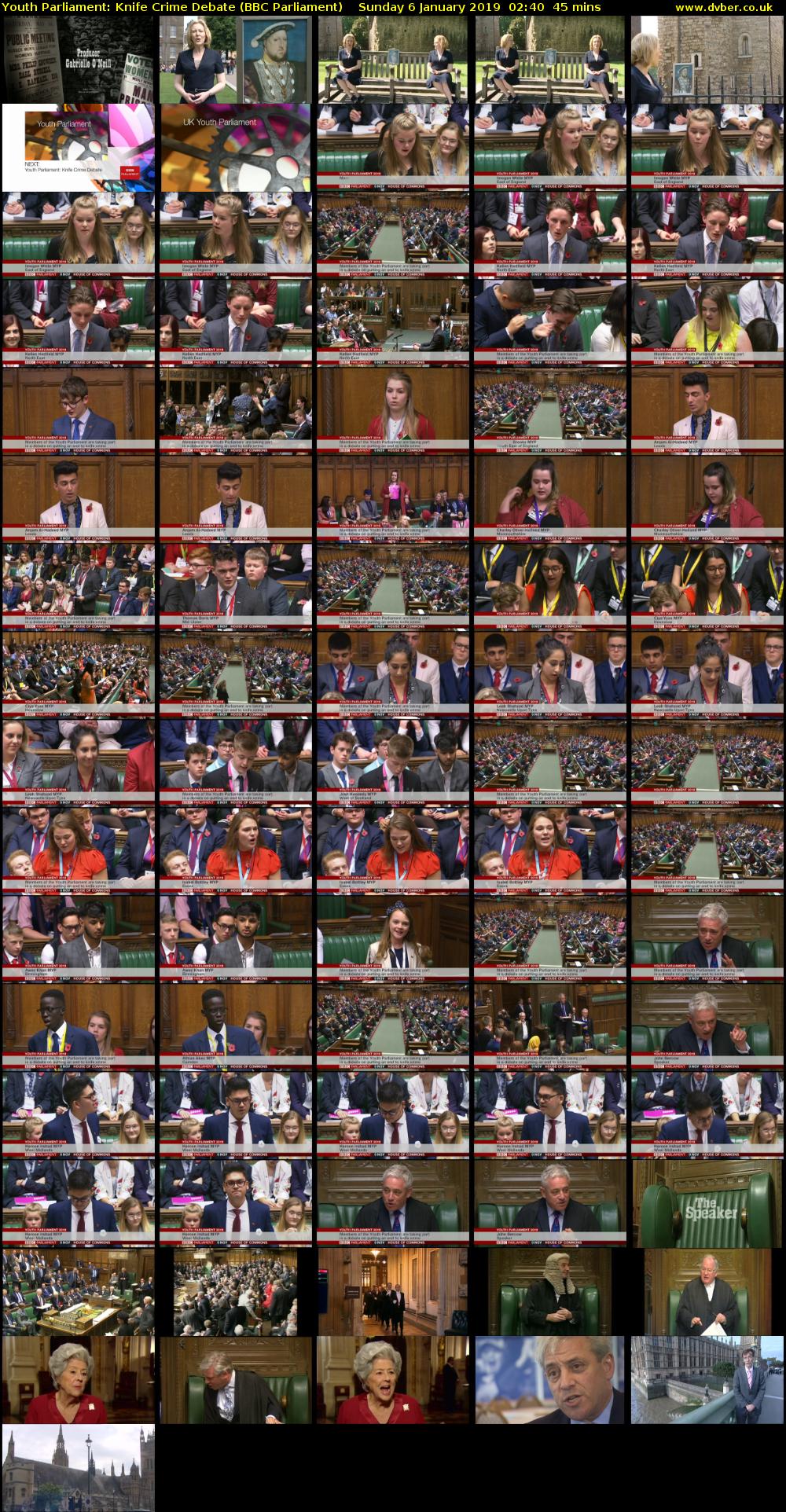 Youth Parliament: Knife Crime Debate (BBC Parliament) Sunday 6 January 2019 02:40 - 03:25