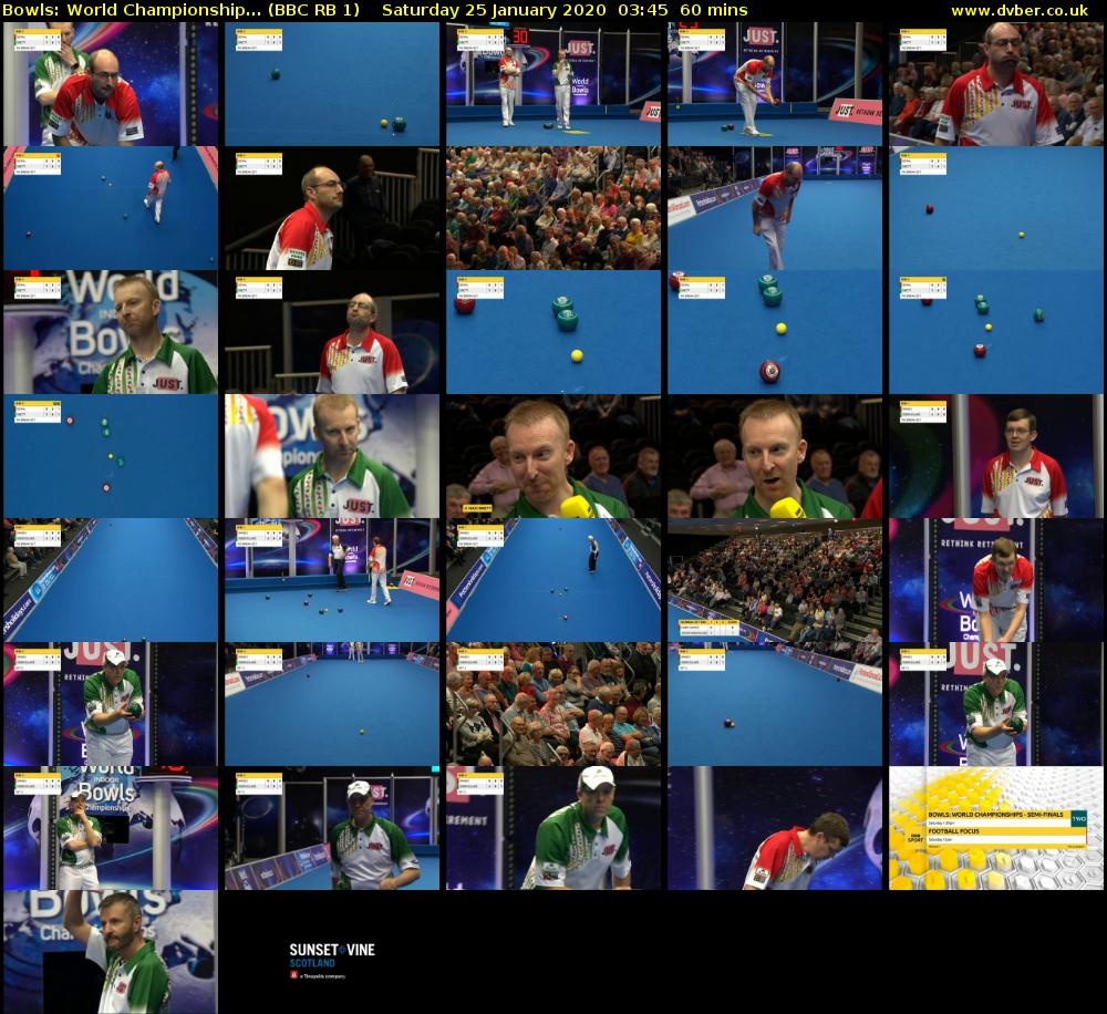 Bowls: World Championship... (BBC RB 1) Saturday 25 January 2020 03:45 - 04:45