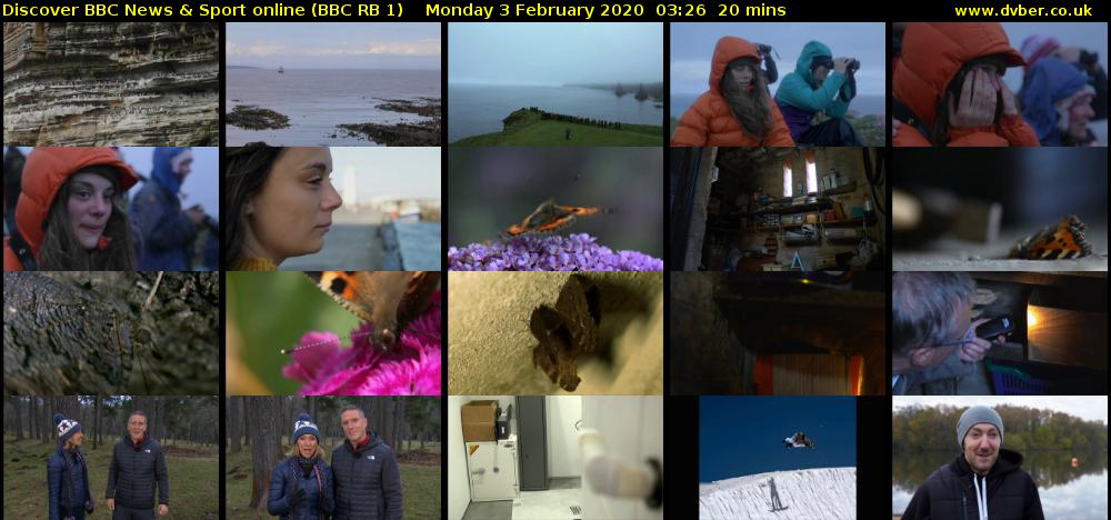 Discover BBC News & Sport online (BBC RB 1) Monday 3 February 2020 03:26 - 03:46
