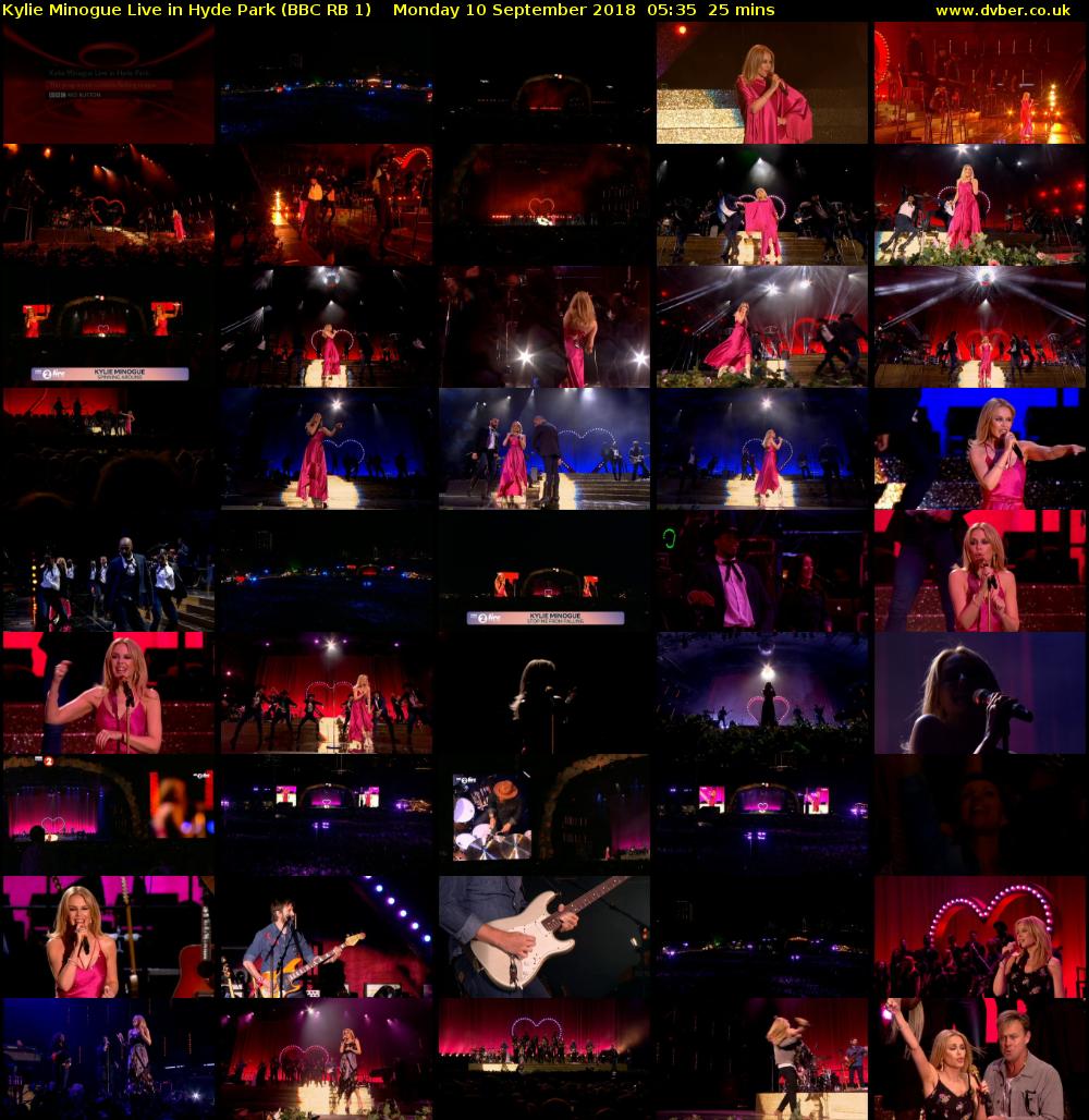 Kylie Minogue Live in Hyde Park (BBC RB 1) Monday 10 September 2018 05:35 - 06:00