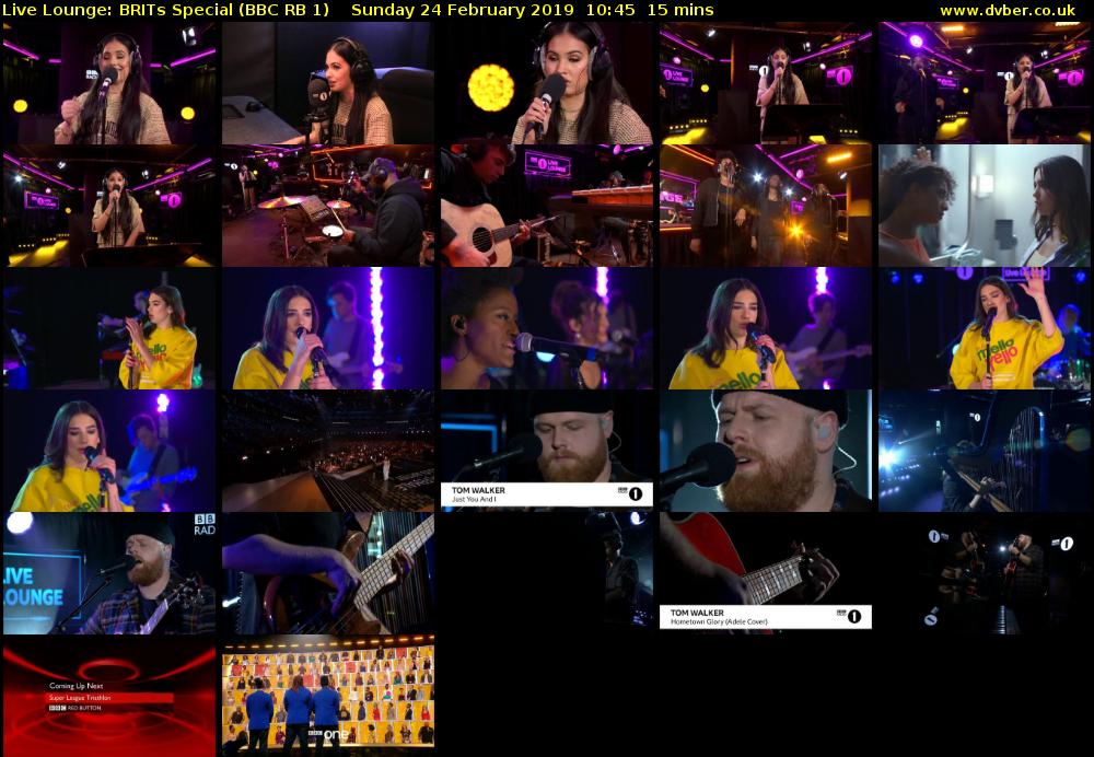 Live Lounge: BRITs Special (BBC RB 1) Sunday 24 February 2019 10:45 - 11:00