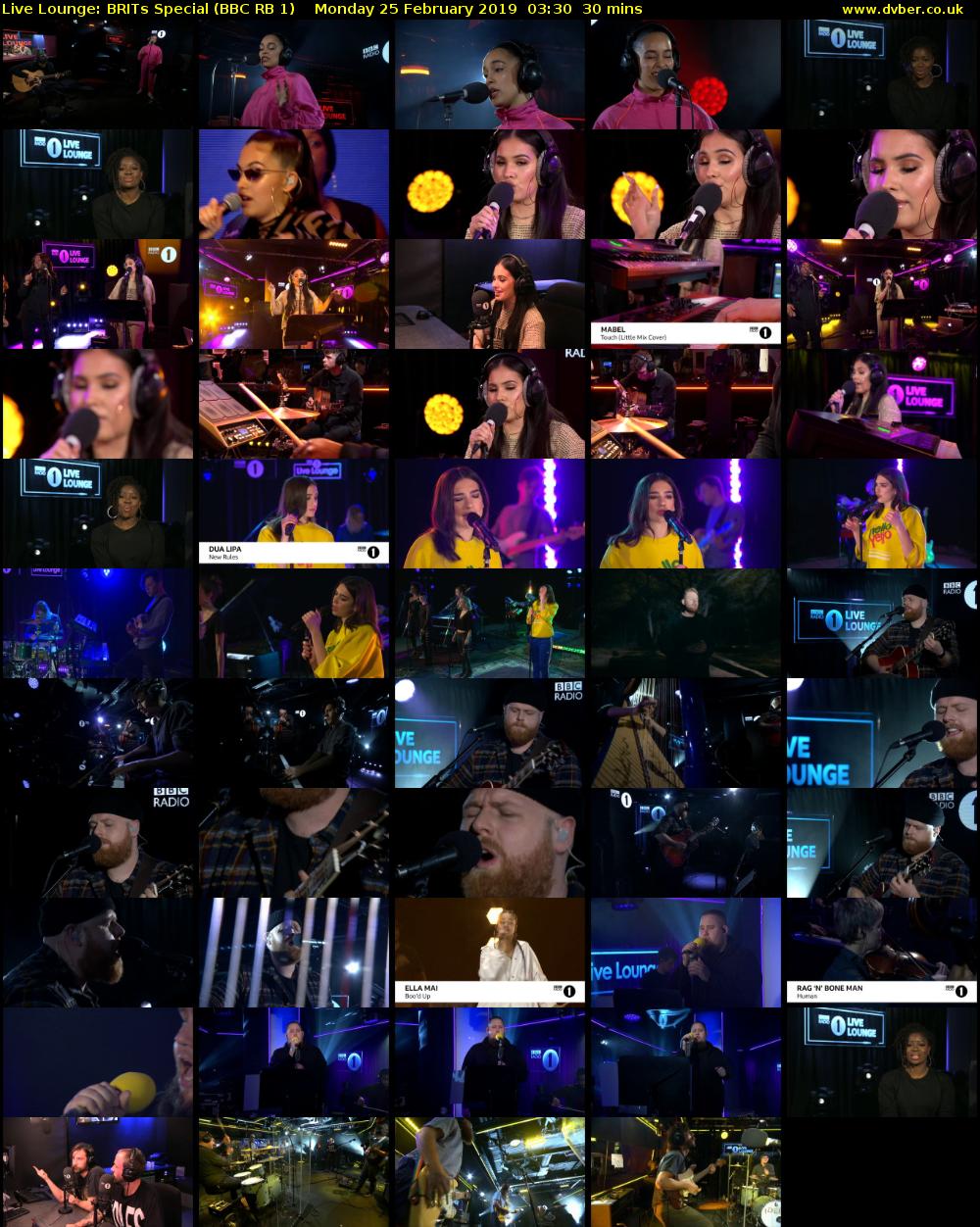 Live Lounge: BRITs Special (BBC RB 1) Monday 25 February 2019 03:30 - 04:00