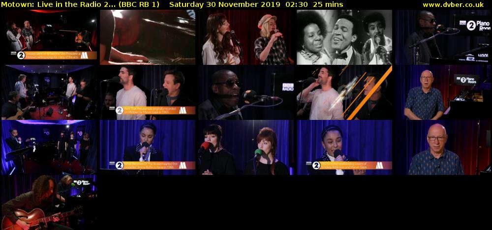 Motown: Live in the Radio 2... (BBC RB 1) Saturday 30 November 2019 02:30 - 02:55