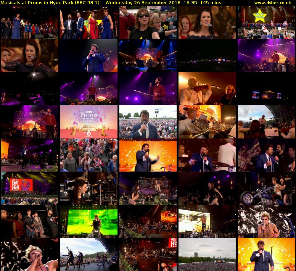 Musicals at Proms in Hyde Park (BBC RB 1) Wednesday 26 September 2018 16:35 - 19:00