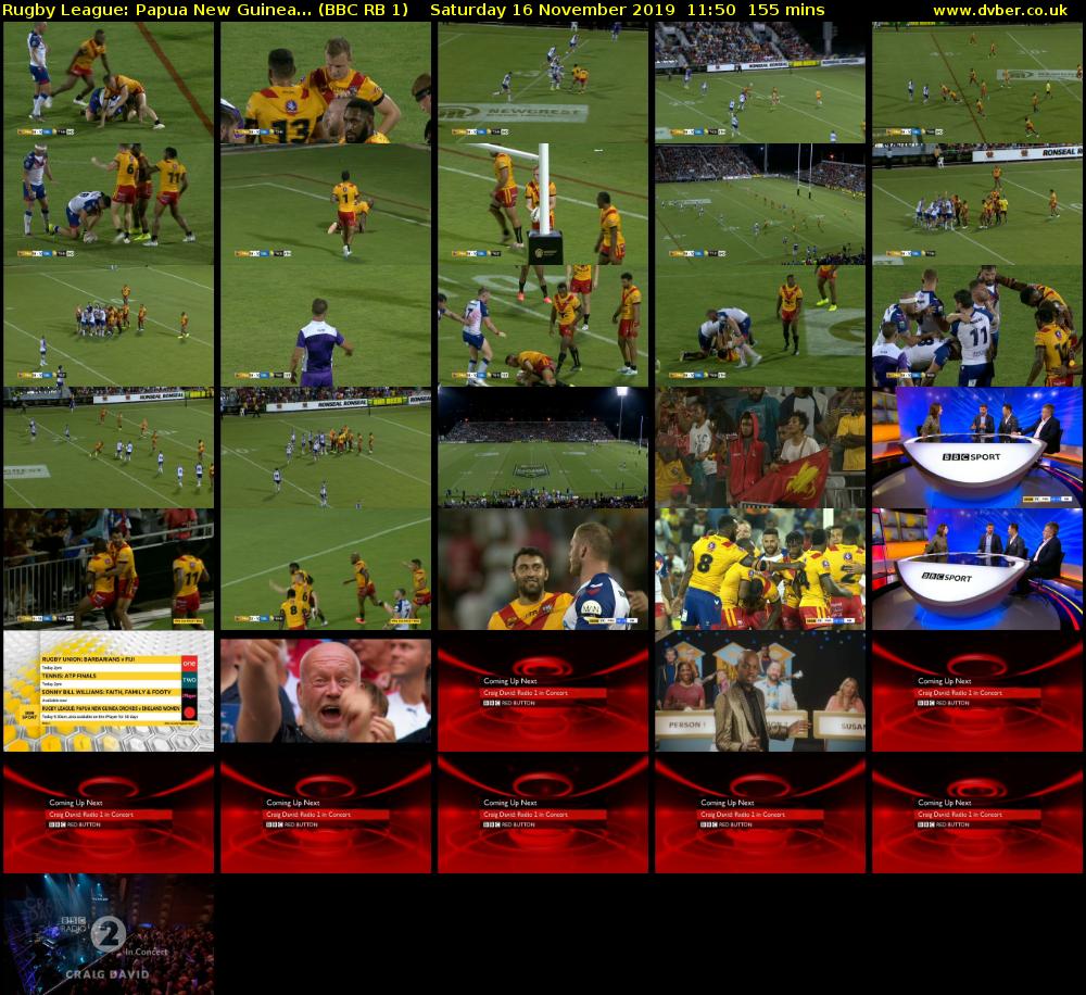 Rugby League: Papua New Guinea... (BBC RB 1) Saturday 16 November 2019 11:50 - 14:25