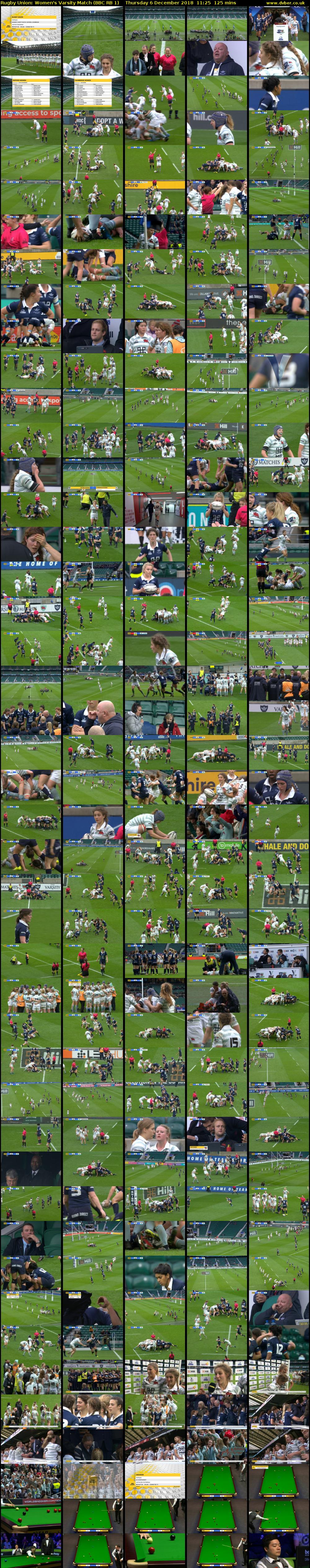 Rugby Union: Women's Varsity Match (BBC RB 1) Thursday 6 December 2018 11:25 - 13:30