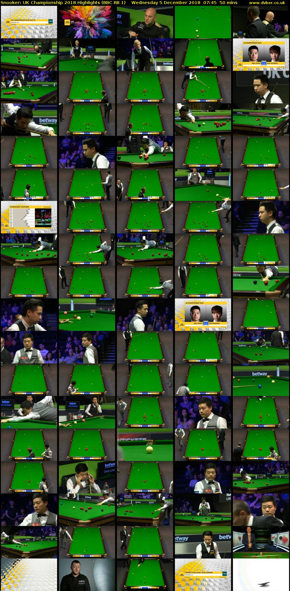 Snooker: UK Championship 2018 Highlights (BBC RB 1) Wednesday 5 December 2018 07:45 - 08:35