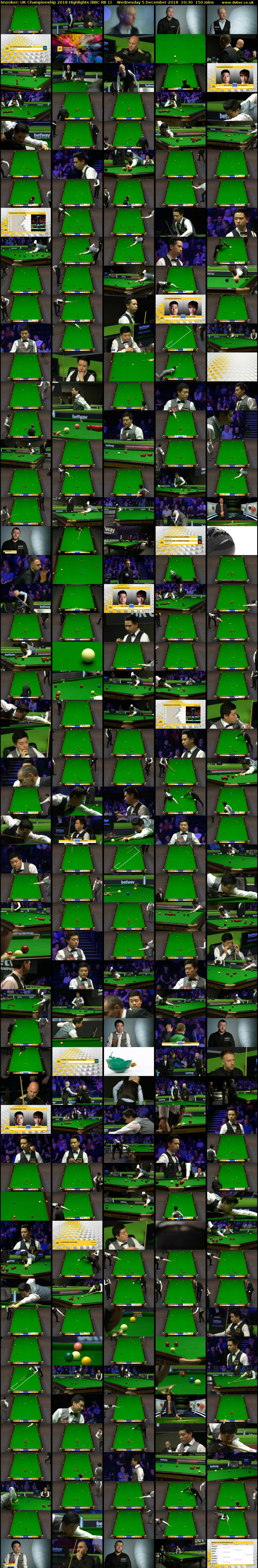 Snooker: UK Championship 2018 Highlights (BBC RB 1) Wednesday 5 December 2018 10:30 - 13:00