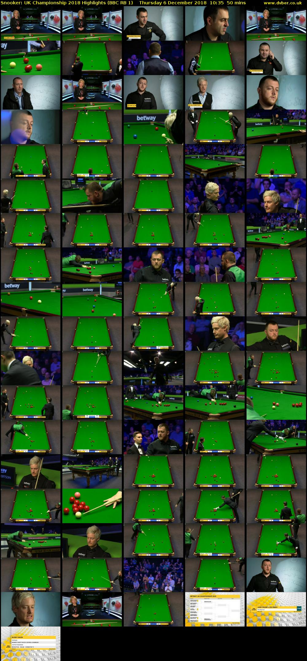 Snooker: UK Championship 2018 Highlights (BBC RB 1) Thursday 6 December 2018 10:35 - 11:25