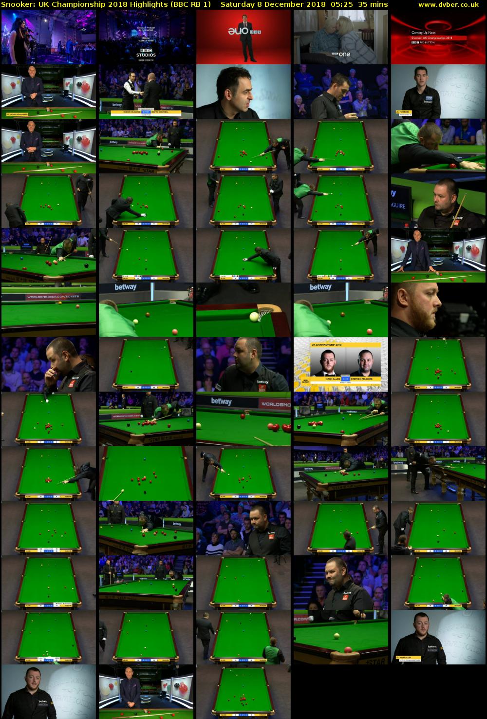 Snooker: UK Championship 2018 Highlights (BBC RB 1) Saturday 8 December 2018 05:25 - 06:00