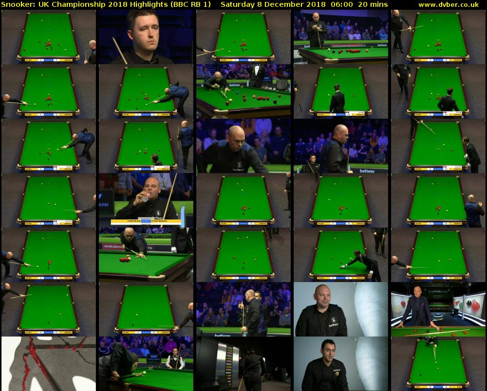 Snooker: UK Championship 2018 Highlights (BBC RB 1) Saturday 8 December 2018 06:00 - 06:20