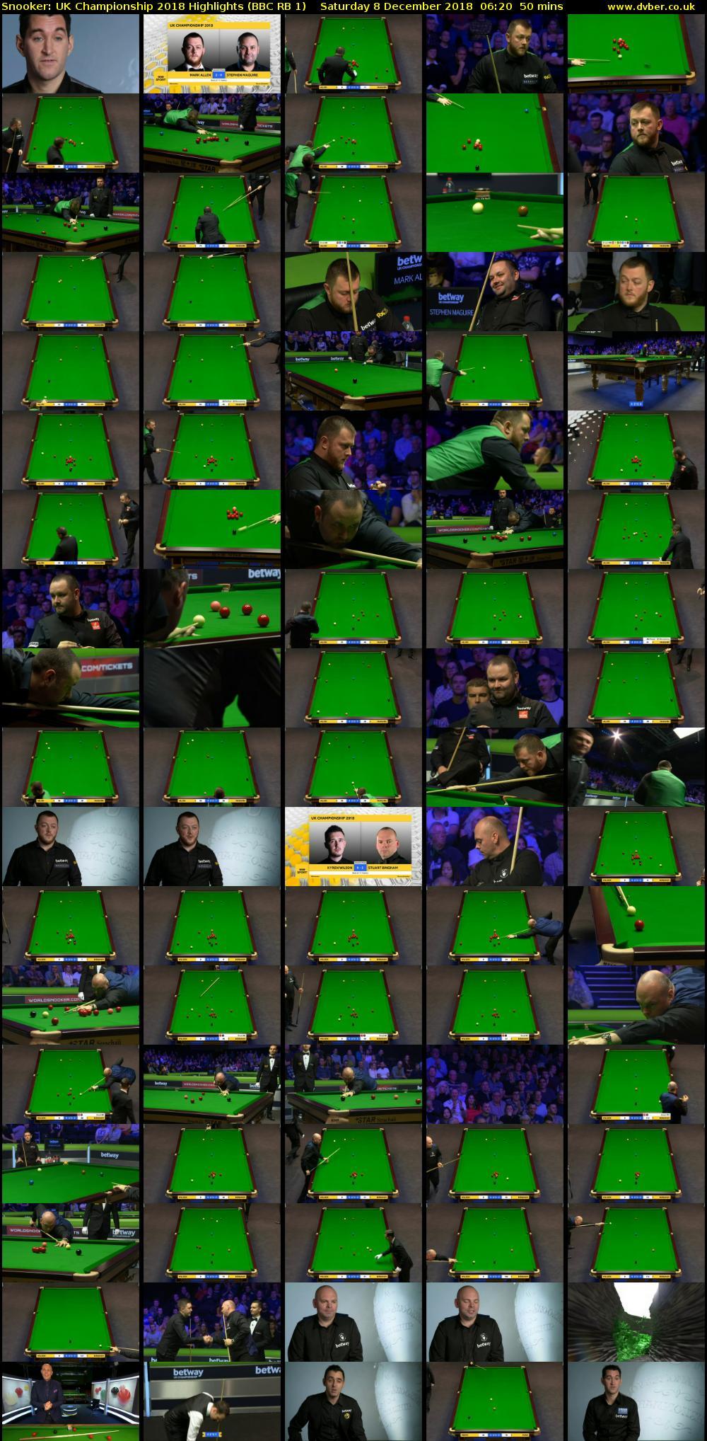 Snooker: UK Championship 2018 Highlights (BBC RB 1) Saturday 8 December 2018 06:20 - 07:10