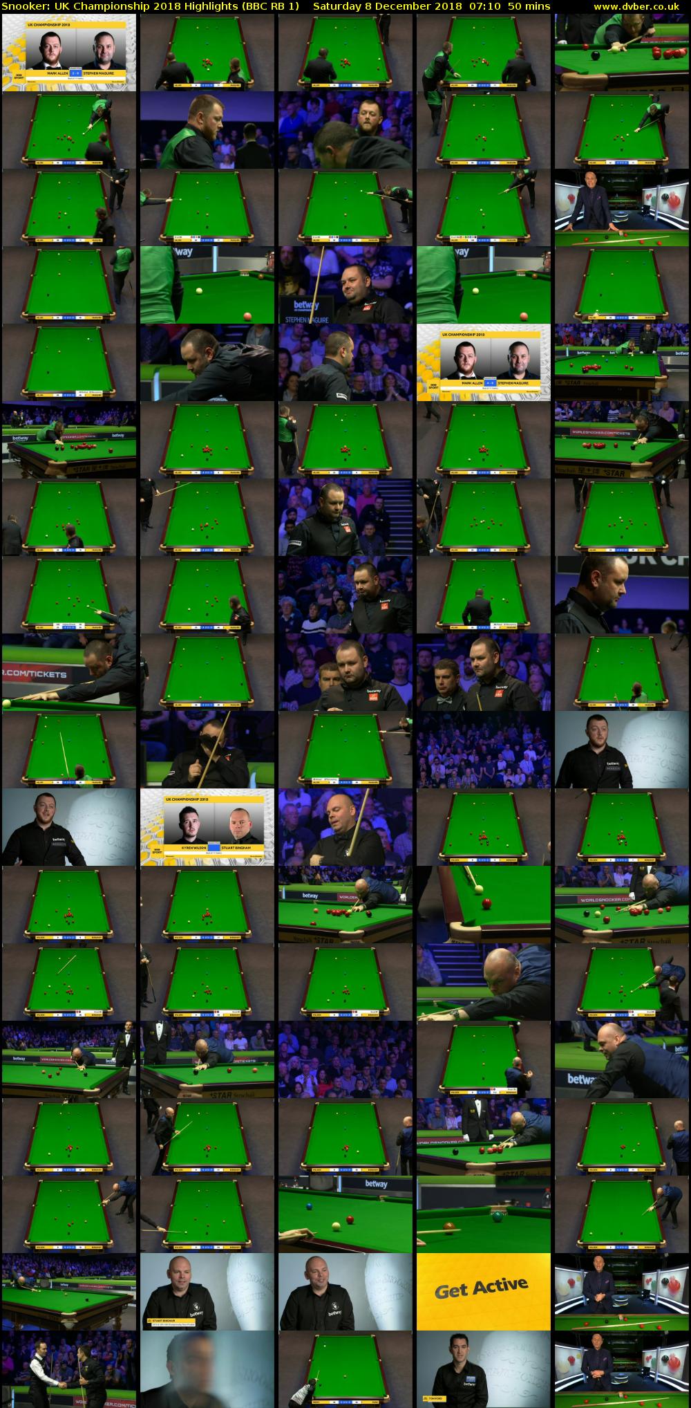 Snooker: UK Championship 2018 Highlights (BBC RB 1) Saturday 8 December 2018 07:10 - 08:00
