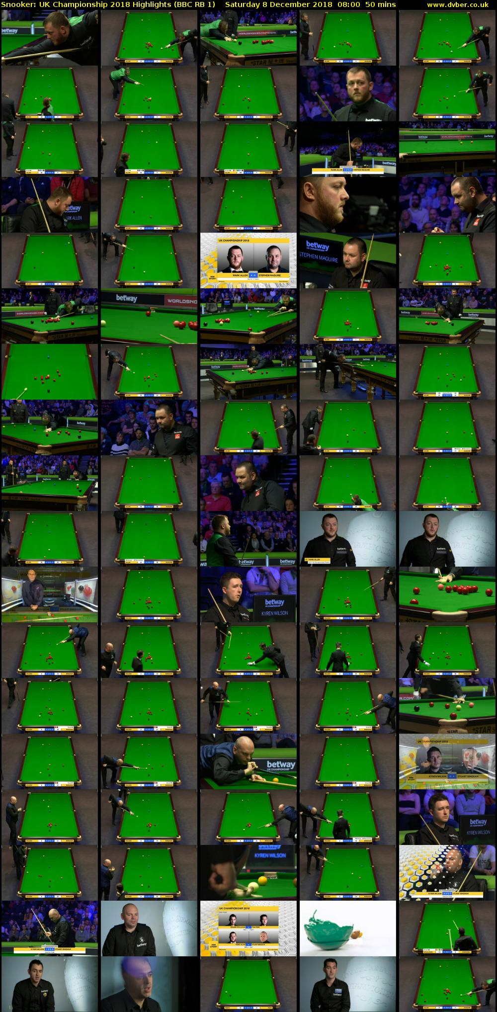 Snooker: UK Championship 2018 Highlights (BBC RB 1) Saturday 8 December 2018 08:00 - 08:50