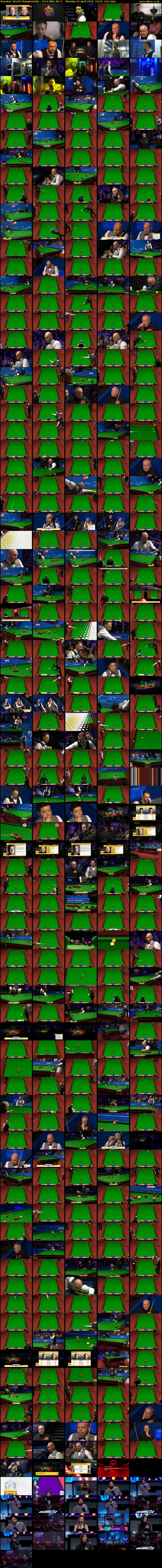 Snooker: World Championship - 2019 (BBC RB 1) Monday 29 April 2019 19:00 - 23:00