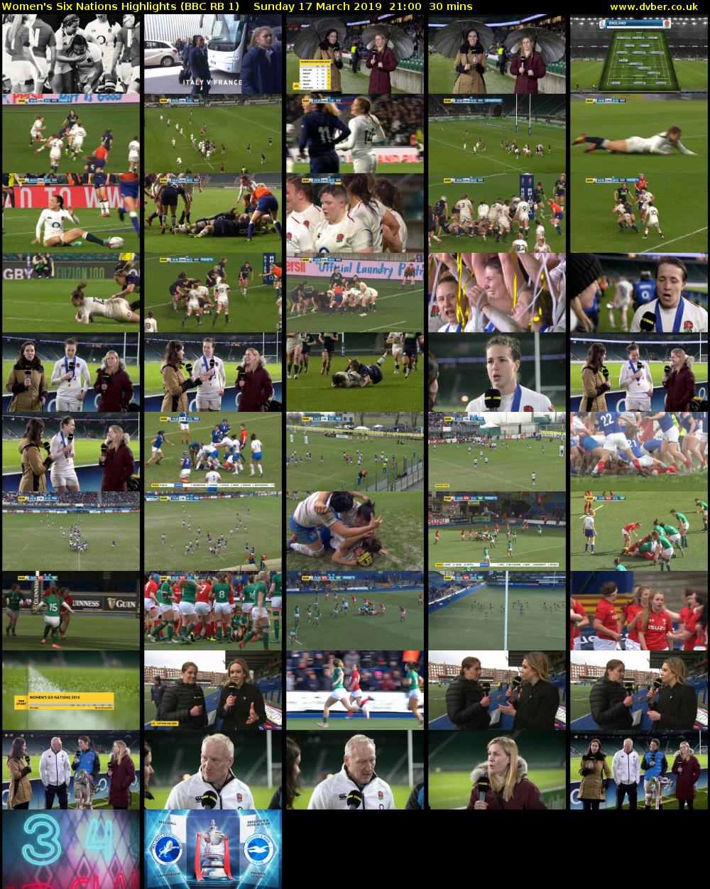 Women's Six Nations Highlights (BBC RB 1) Sunday 17 March 2019 21:00 - 21:30