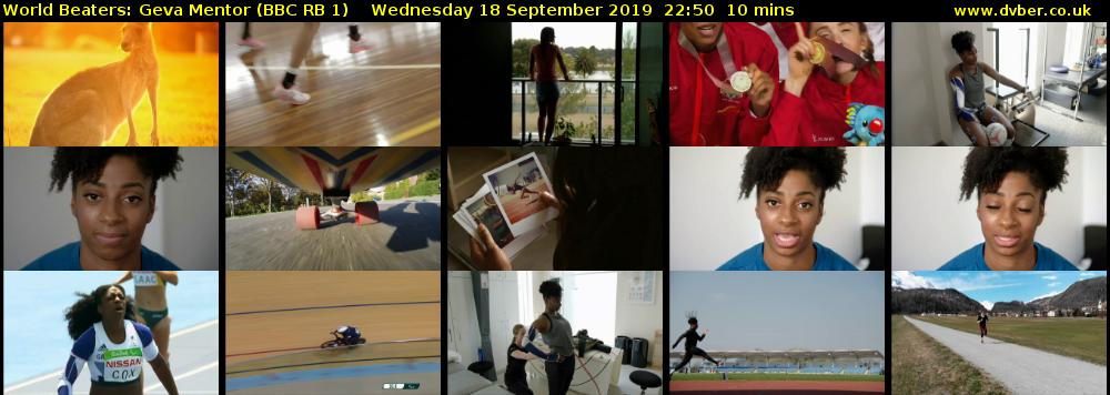 World Beaters: Geva Mentor (BBC RB 1) Wednesday 18 September 2019 22:50 - 23:00