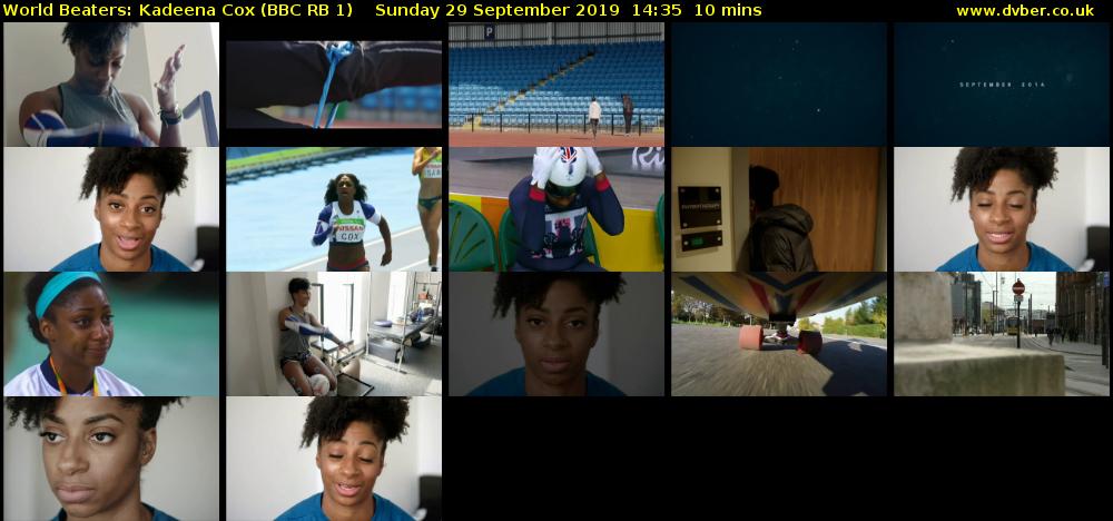 World Beaters: Kadeena Cox (BBC RB 1) Sunday 29 September 2019 14:35 - 14:45