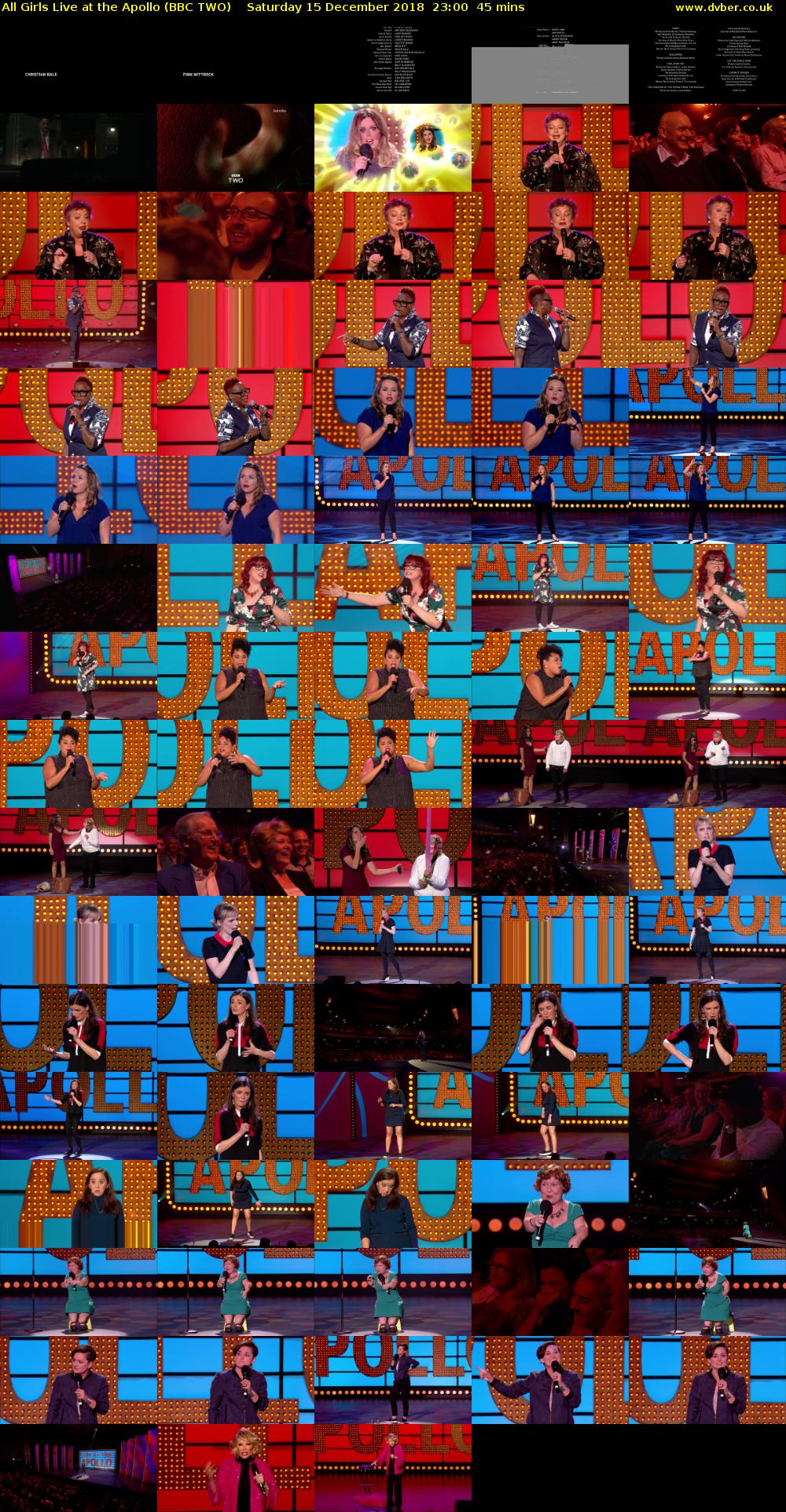 All Girls Live at the Apollo (BBC TWO) Saturday 15 December 2018 23:00 - 23:45