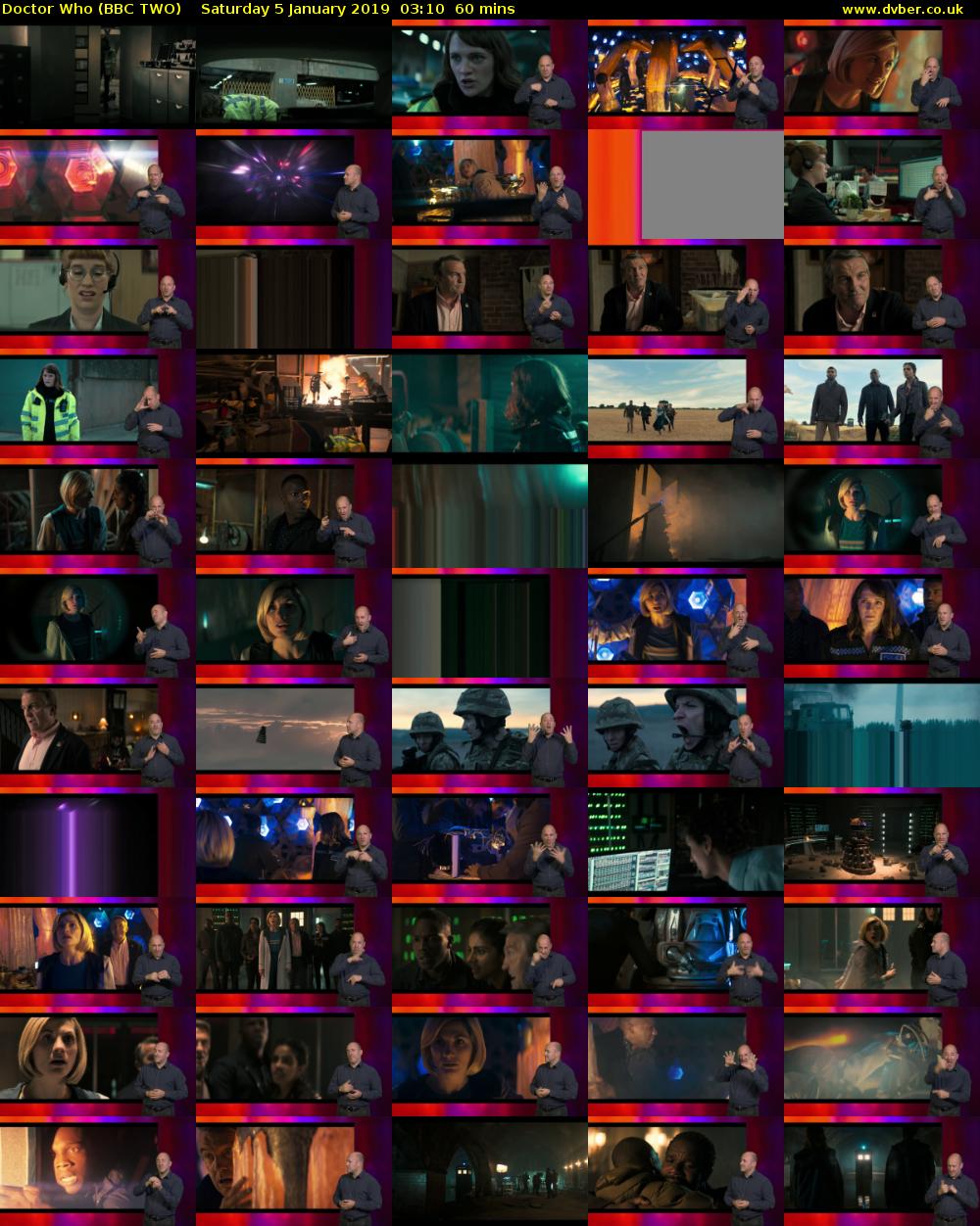 Doctor Who (BBC TWO) Saturday 5 January 2019 03:10 - 04:10