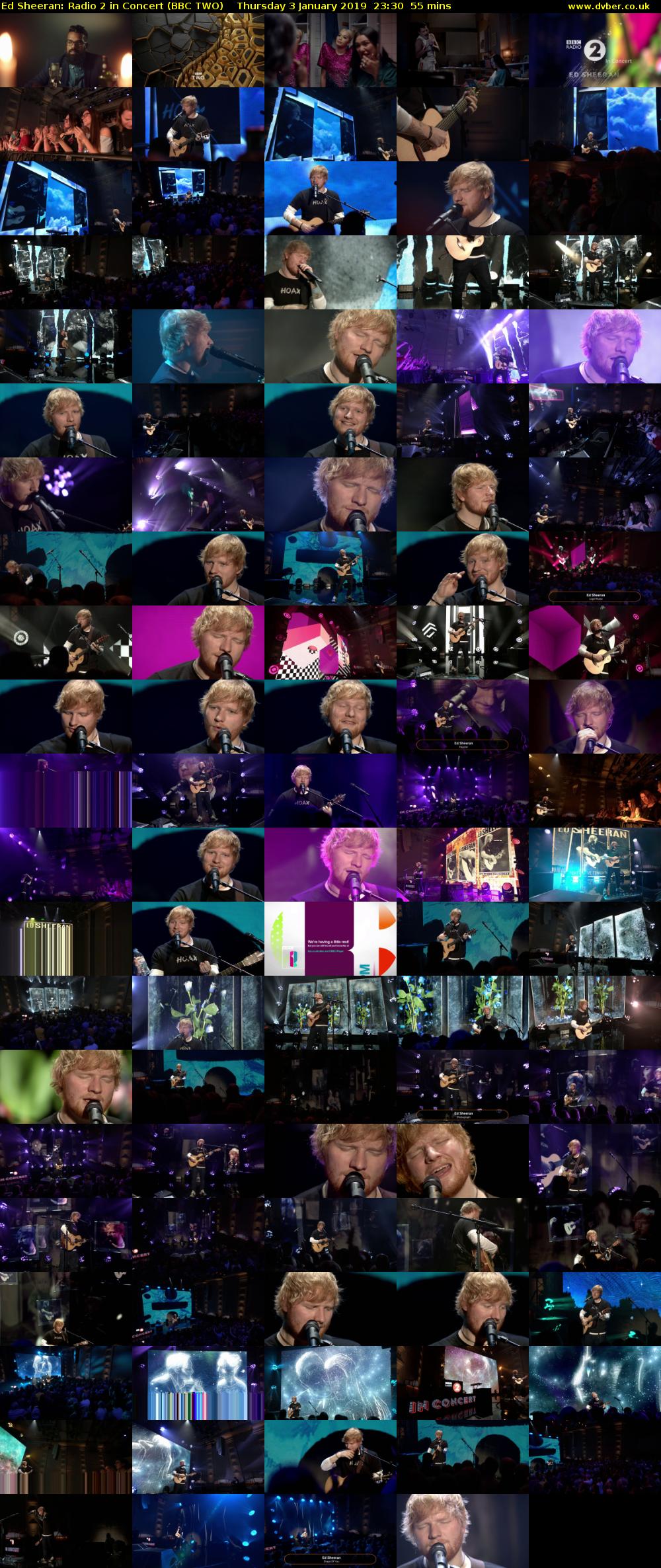 Ed Sheeran: Radio 2 in Concert (BBC TWO) Thursday 3 January 2019 23:30 - 00:25