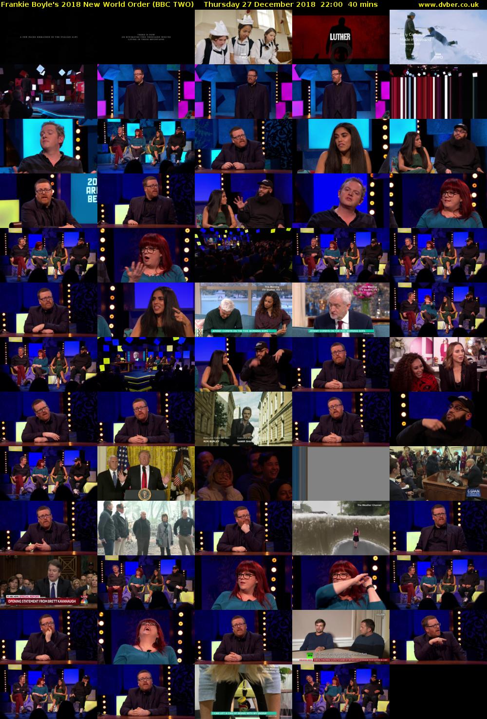 Frankie Boyle's 2018 New World Order (BBC TWO) Thursday 27 December 2018 22:00 - 22:40