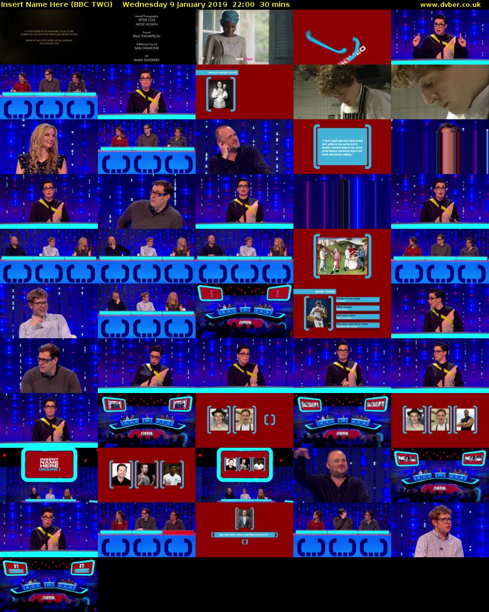 Insert Name Here (BBC TWO) Wednesday 9 January 2019 22:00 - 22:30