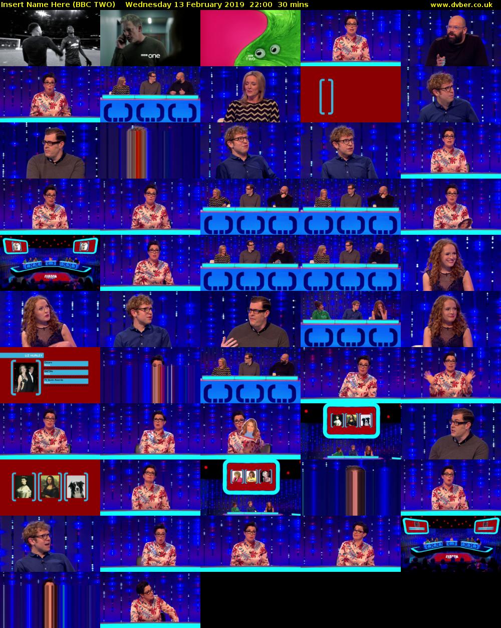 Insert Name Here (BBC TWO) Wednesday 13 February 2019 22:00 - 22:30