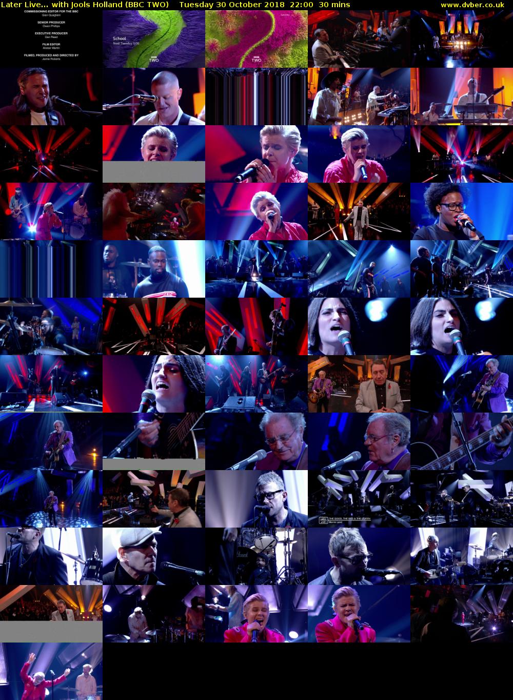 Later Live... with Jools Holland (BBC TWO) Tuesday 30 October 2018 22:00 - 22:30