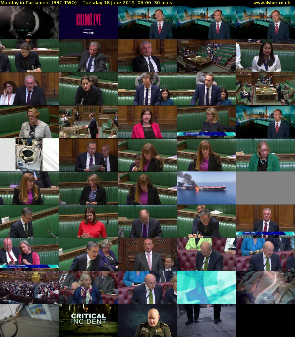 Monday in Parliament (BBC TWO) Tuesday 18 June 2019 06:00 - 06:30
