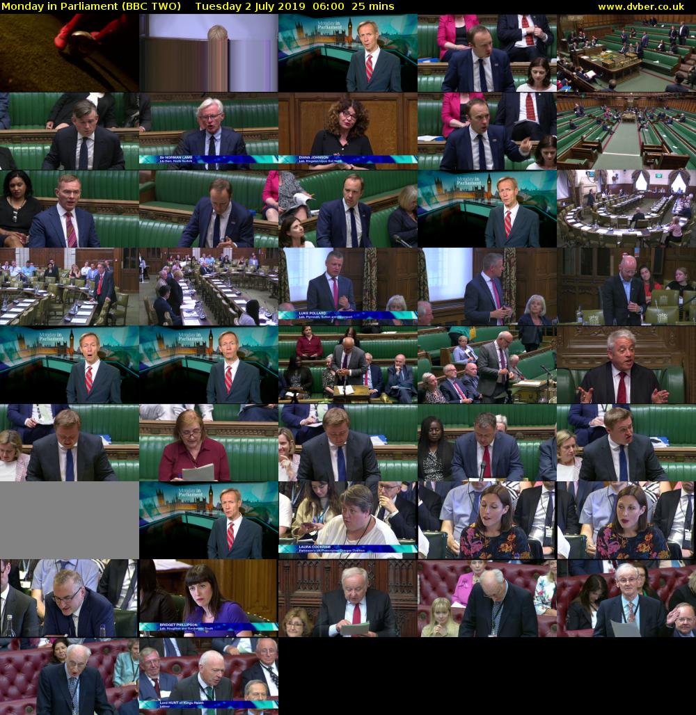 Monday in Parliament (BBC TWO) Tuesday 2 July 2019 06:00 - 06:25