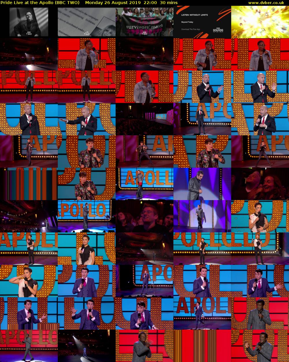 Pride Live at the Apollo (BBC TWO) Monday 26 August 2019 22:00 - 22:30