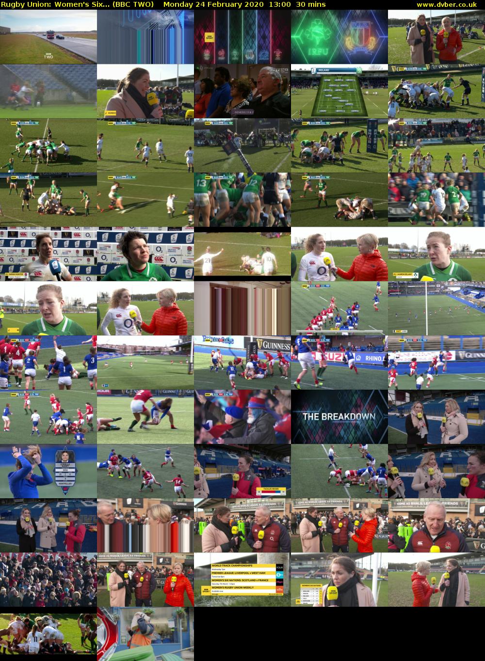 Rugby Union: Women's Six... (BBC TWO) Monday 24 February 2020 13:00 - 13:30