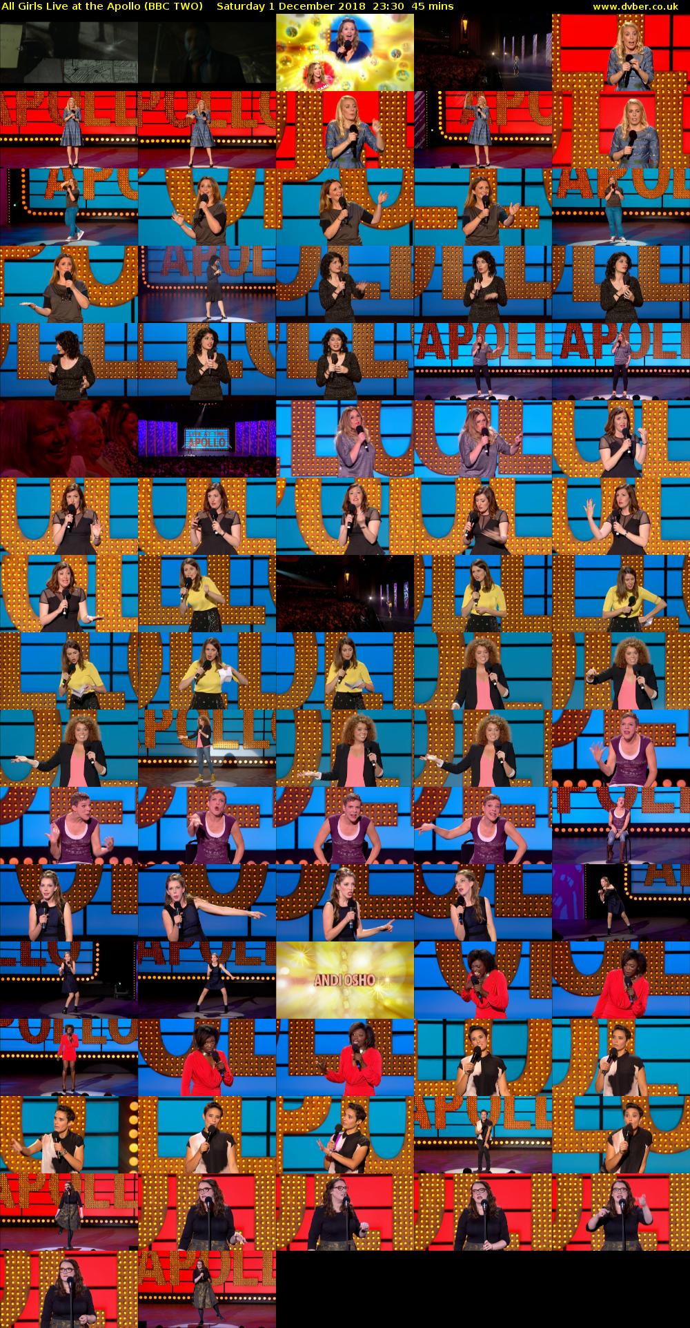 All Girls Live at the Apollo (BBC TWO) Saturday 1 December 2018 23:30 - 00:15