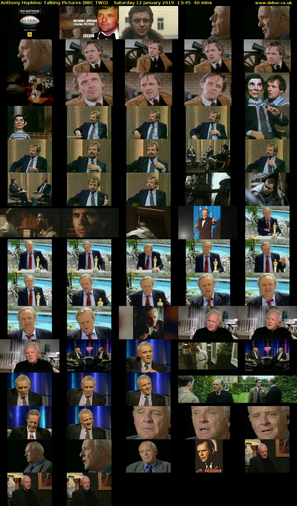 Anthony Hopkins: Talking Pictures (BBC TWO) Saturday 12 January 2019 13:45 - 14:25