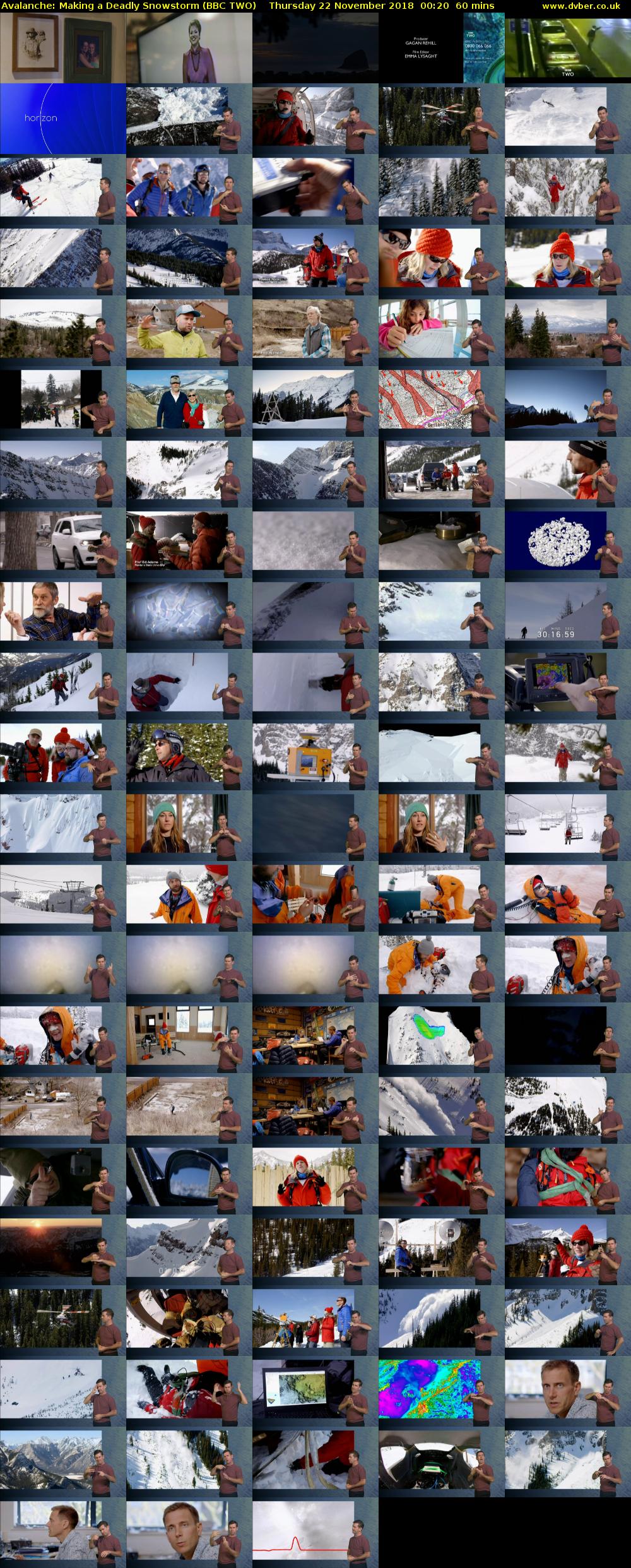Avalanche: Making a Deadly Snowstorm (BBC TWO) Thursday 22 November 2018 00:20 - 01:20