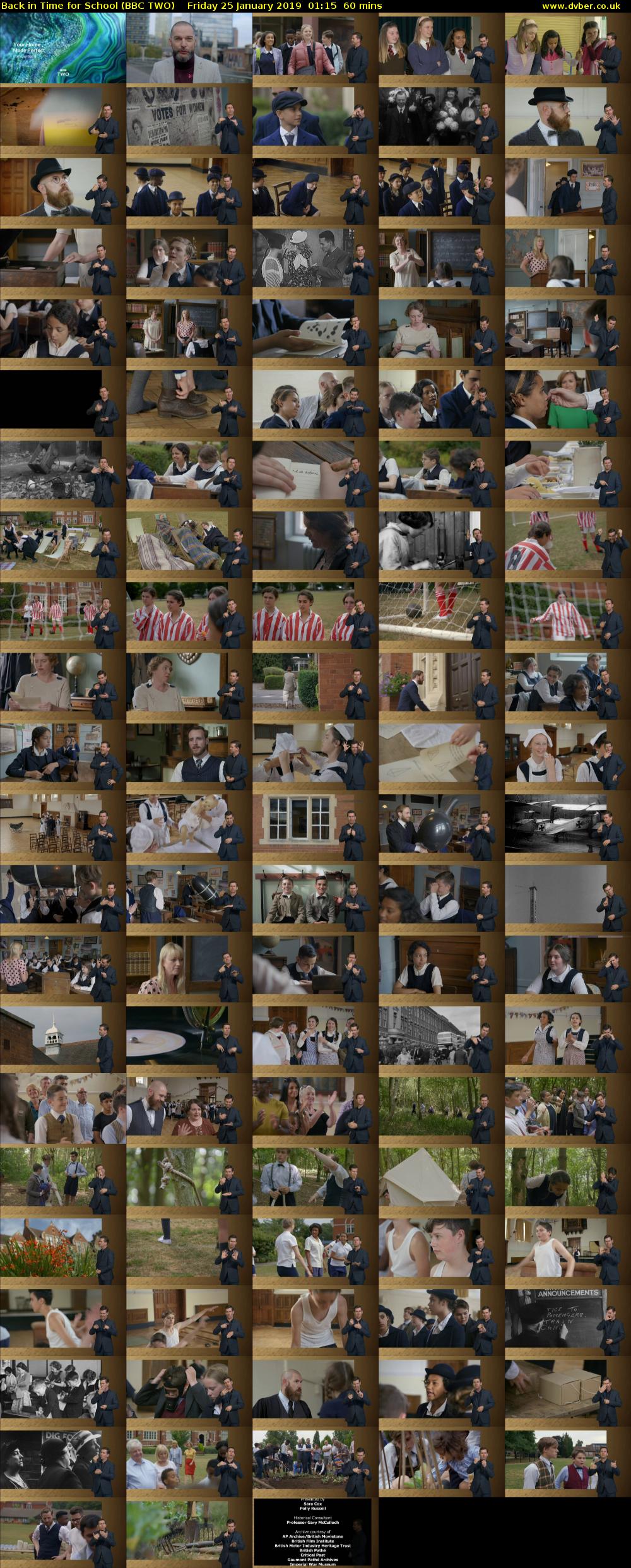 Back in Time for School (BBC TWO) Friday 25 January 2019 01:15 - 02:15