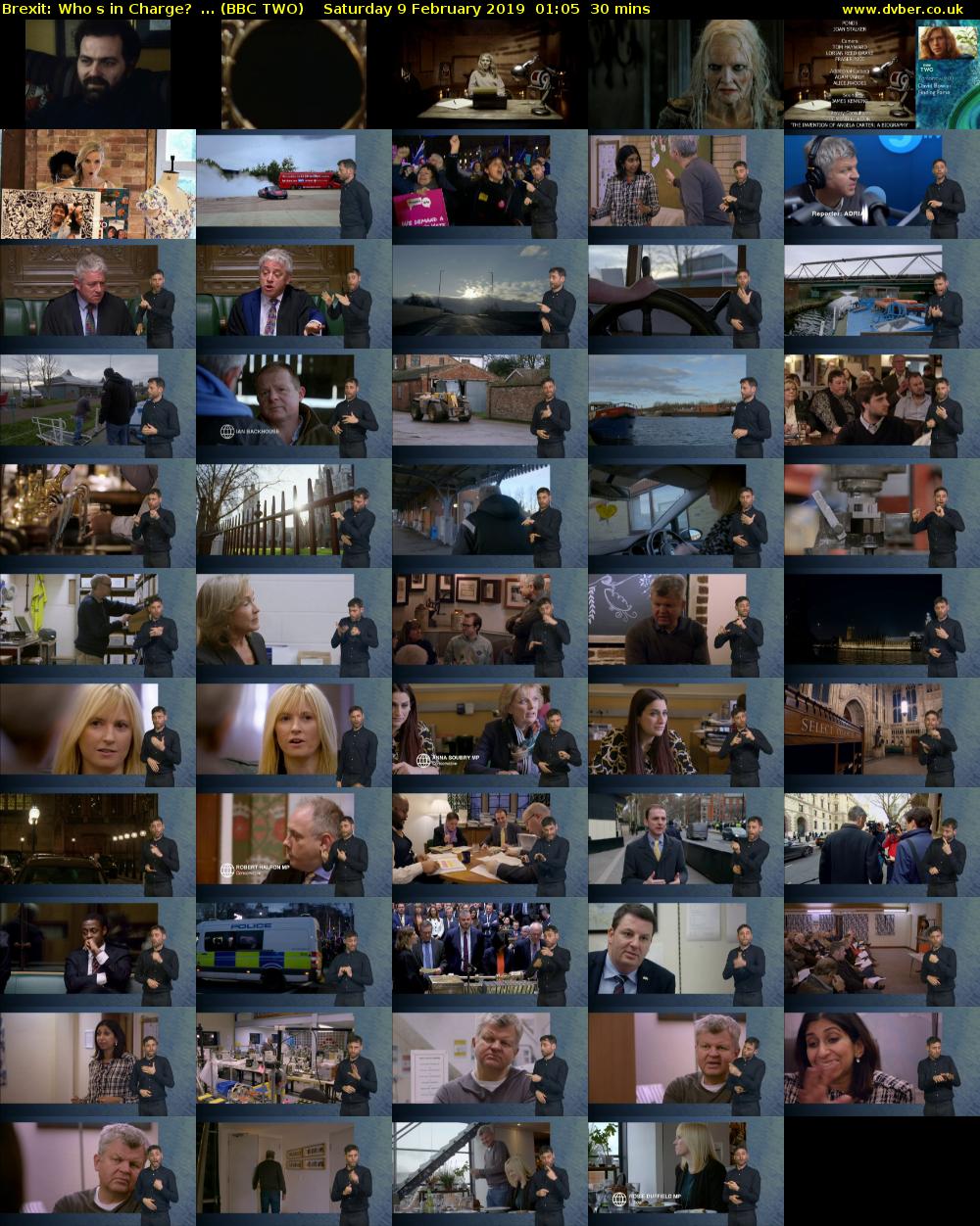 Brexit: Whos in Charge? ... (BBC TWO) Saturday 9 February 2019 01:05 - 01:35