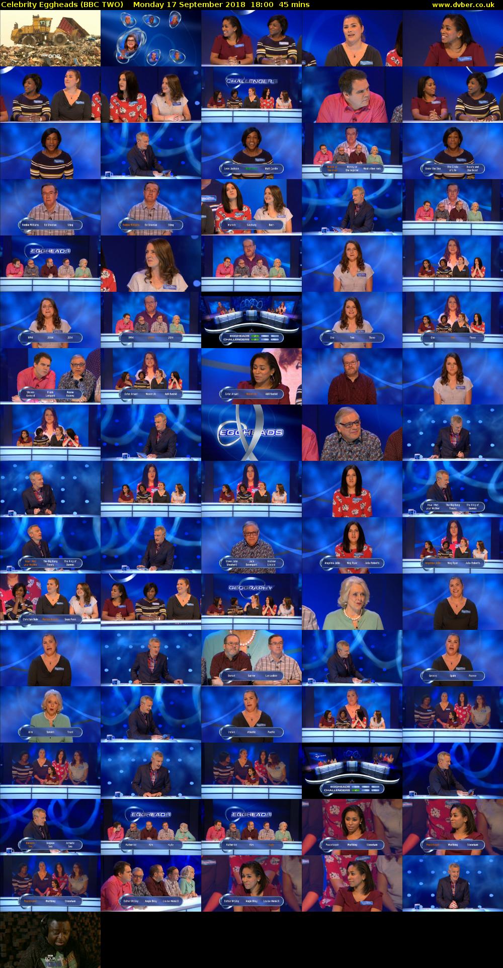 Celebrity Eggheads (BBC TWO) Monday 17 September 2018 18:00 - 18:45