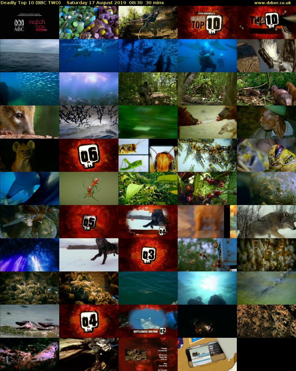 Deadly Top 10 (BBC TWO) Saturday 17 August 2019 08:30 - 09:00