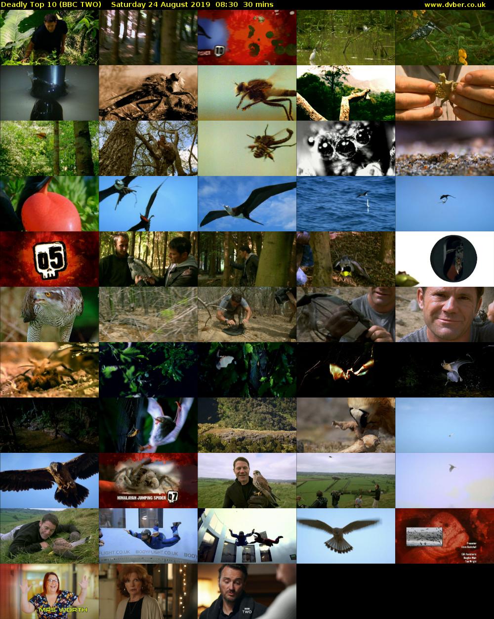 Deadly Top 10 (BBC TWO) Saturday 24 August 2019 08:30 - 09:00