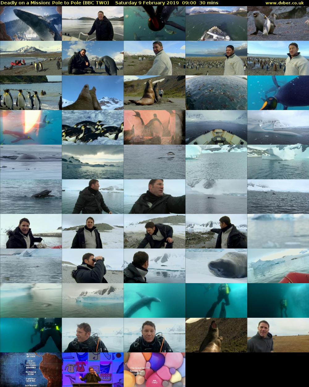 Deadly on a Mission: Pole to Pole (BBC TWO) Saturday 9 February 2019 09:00 - 09:30