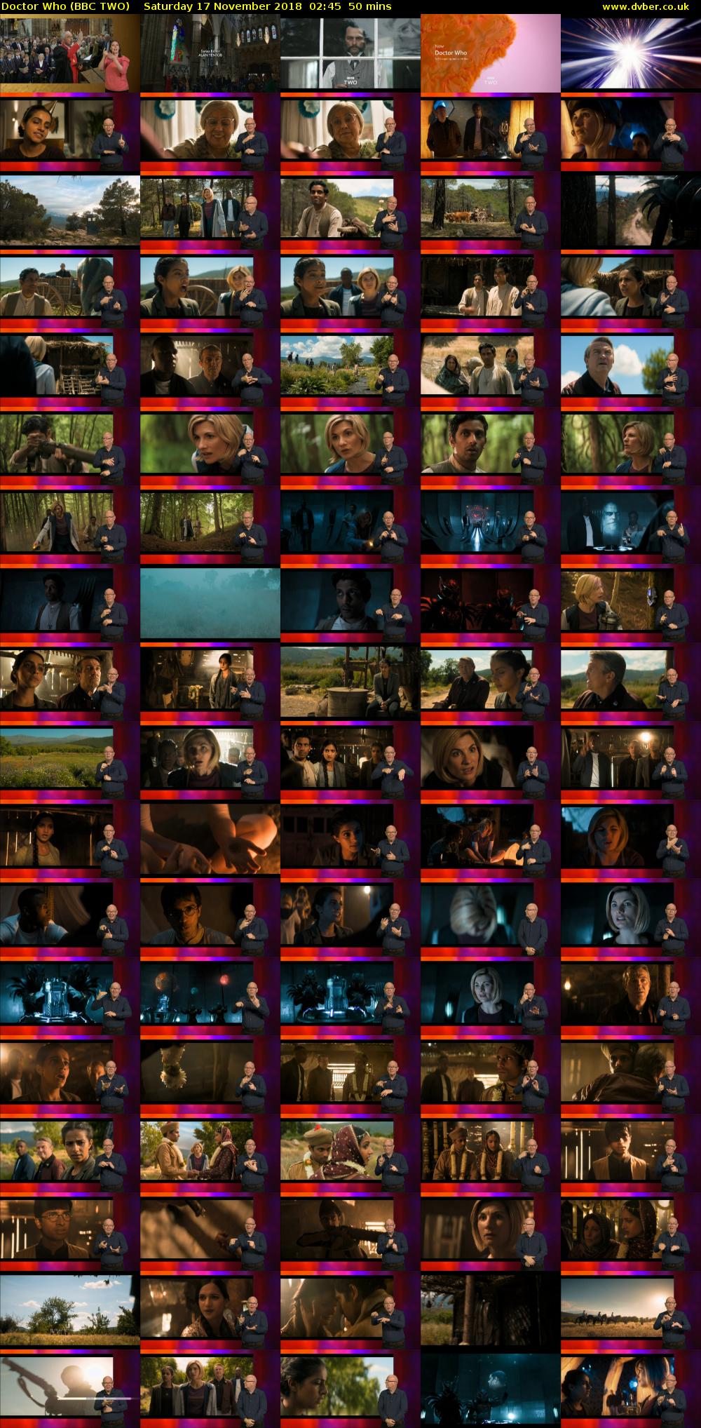 Doctor Who (BBC TWO) Saturday 17 November 2018 02:45 - 03:35
