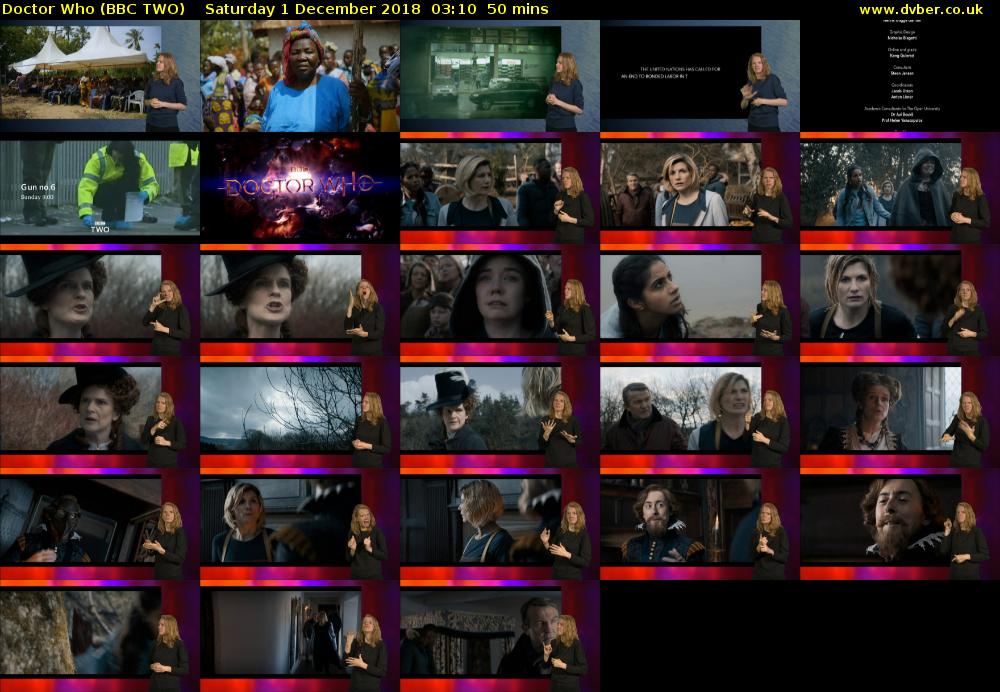Doctor Who (BBC TWO) Saturday 1 December 2018 03:10 - 04:00