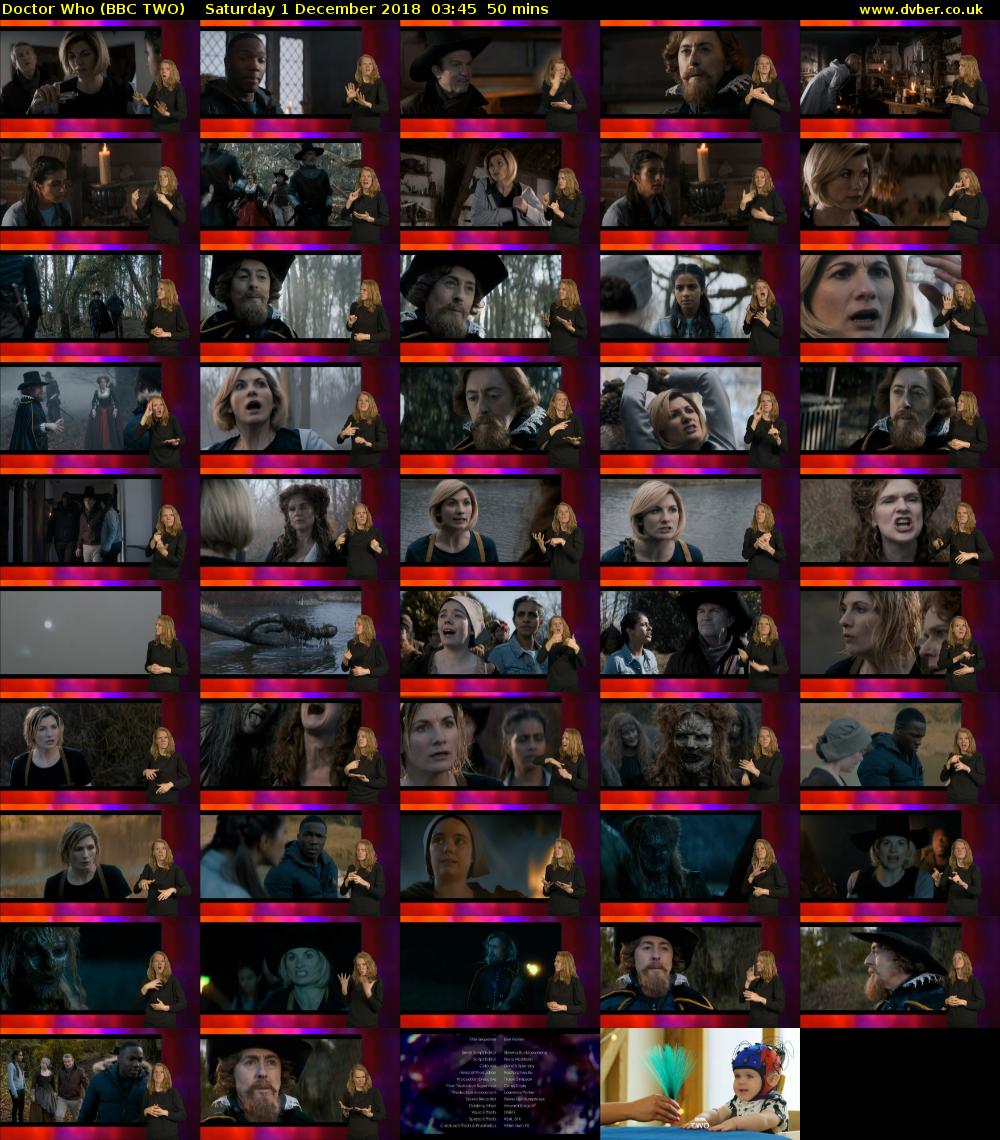 Doctor Who (BBC TWO) Saturday 1 December 2018 03:45 - 04:35